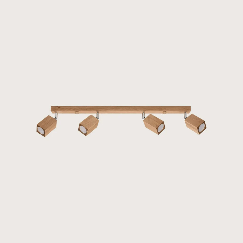 Plafonnier spots carrés en chêne (4 lumières – 80 cm)
