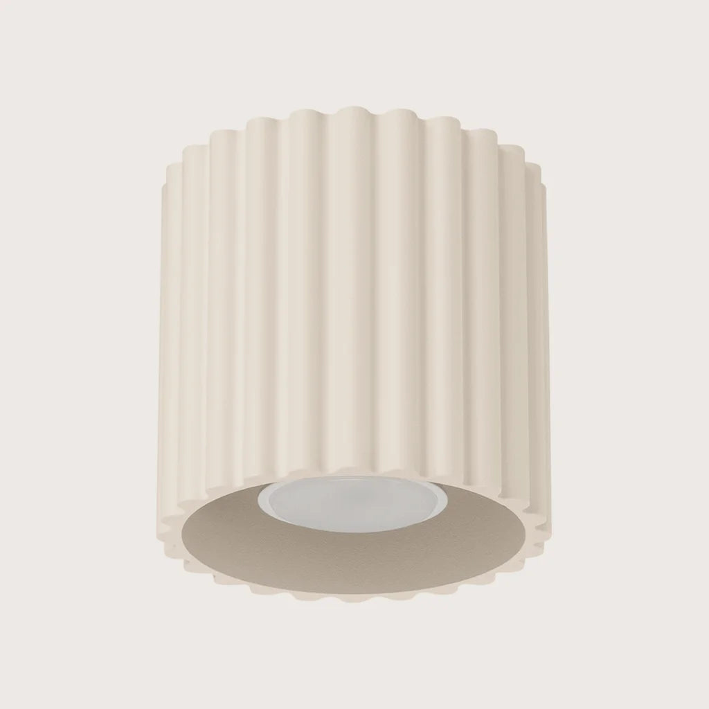 Plafonnier spots cylindres cannelés, coloris beige (1 lumière – GU10)