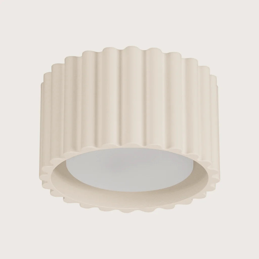 Plafonnier spots cylindres cannelés, coloris beige (1 lumière – GX53)