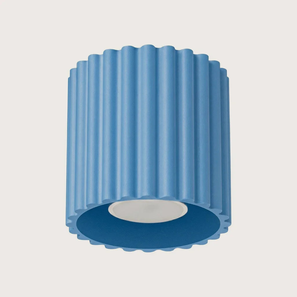 Plafonnier spots cylindres cannelés, coloris bleu clair (1 lumière – GU10)