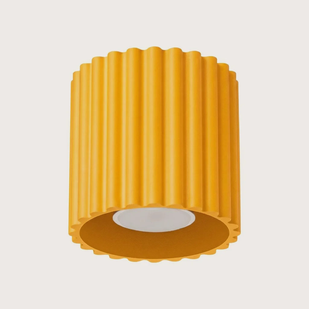 Plafonnier spots cylindres cannelés, coloris jaune (1 lumière – GU10)