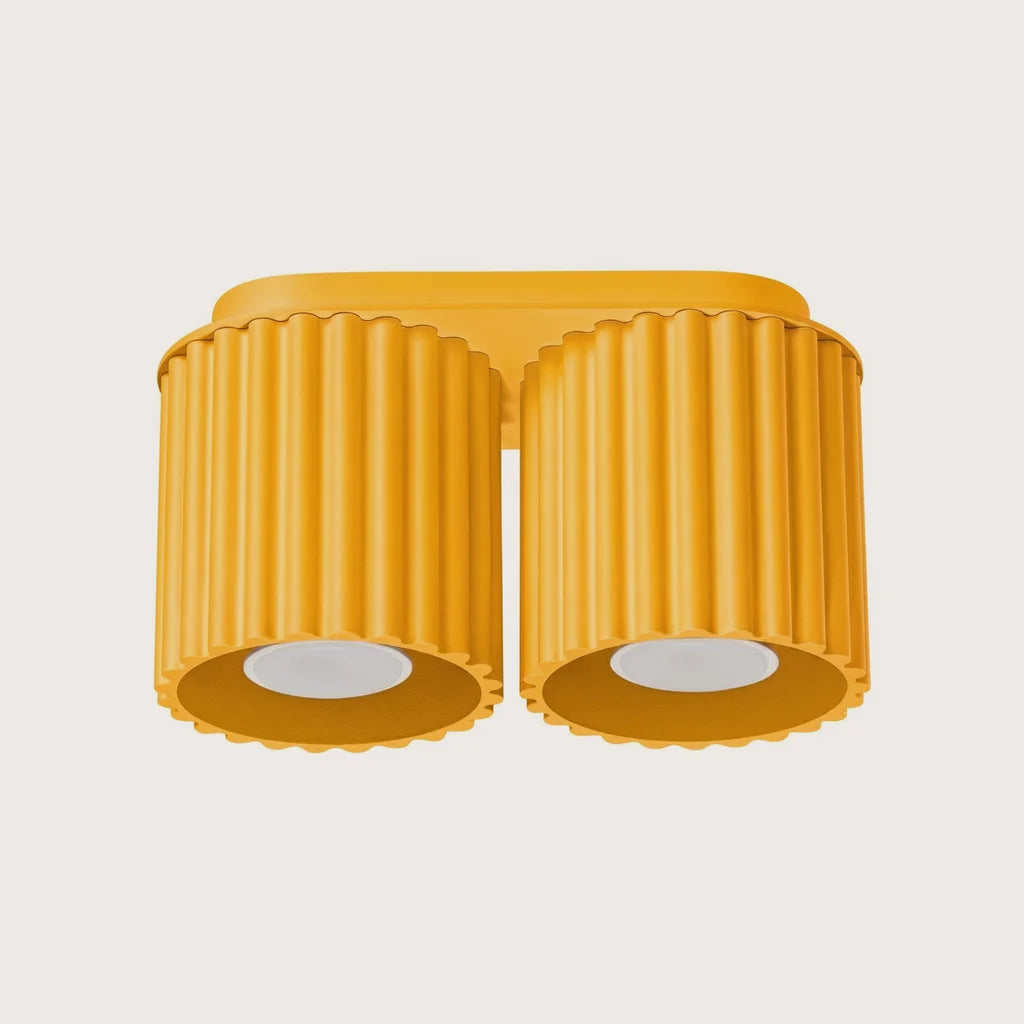 Plafonnier spots cylindres cannelés, coloris jaune (2 lumières – GU10)