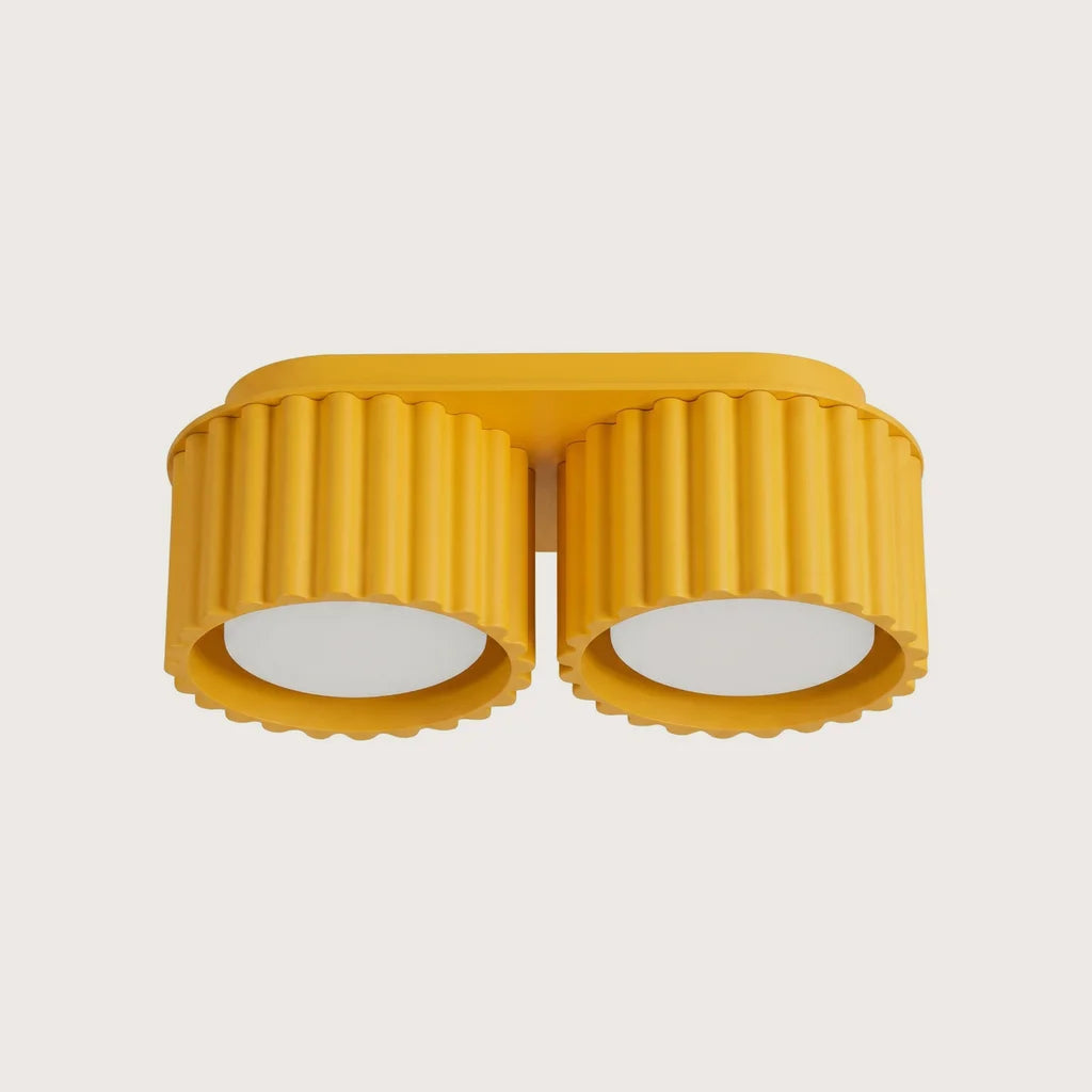 Plafonnier spots cylindres cannelés, coloris jaune (2 lumières – GX53)