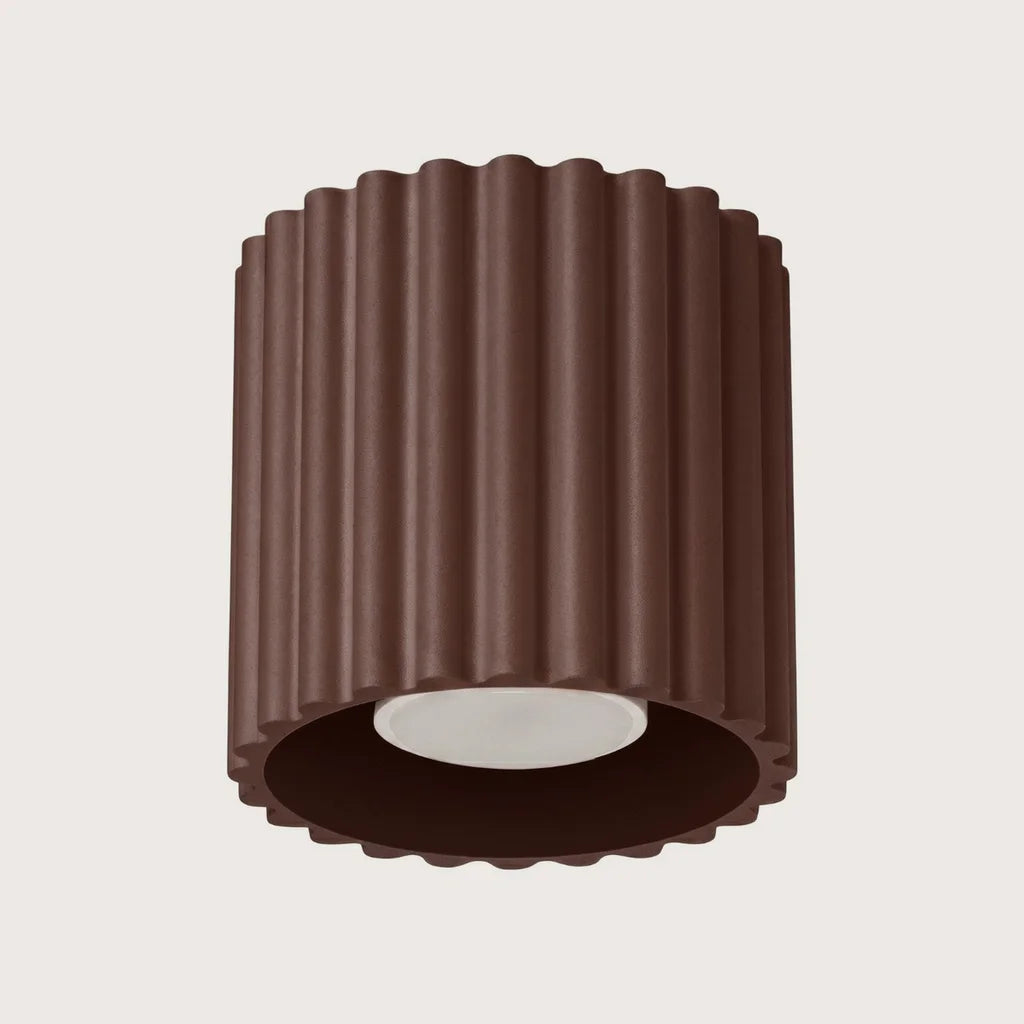Plafonnier spots cylindres cannelés, coloris marron (1 lumière – GU10)