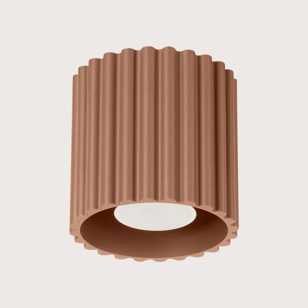 Plafonnier spots cylindres cannelés, coloris moka (1 lumière – GU10)