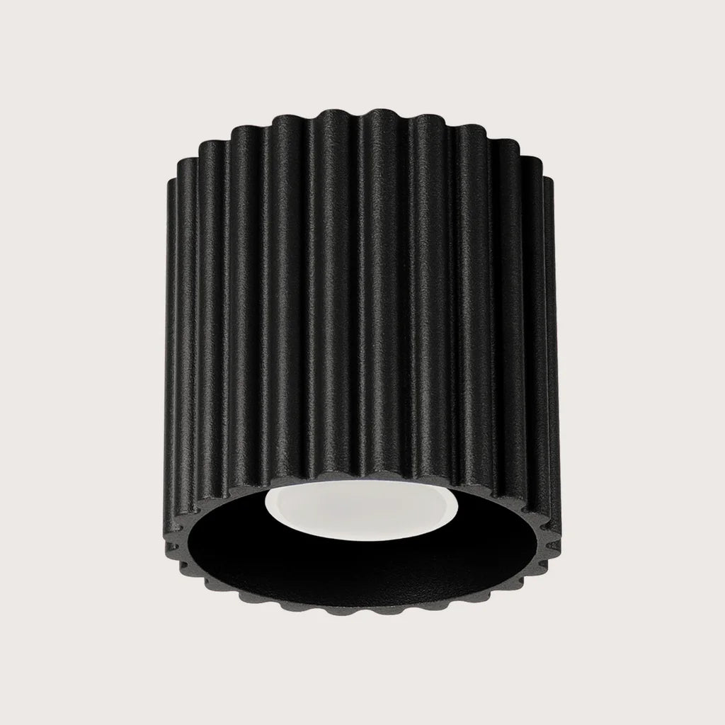 Plafonnier spots cylindres cannelés, coloris noir (1 lumière – GU10)