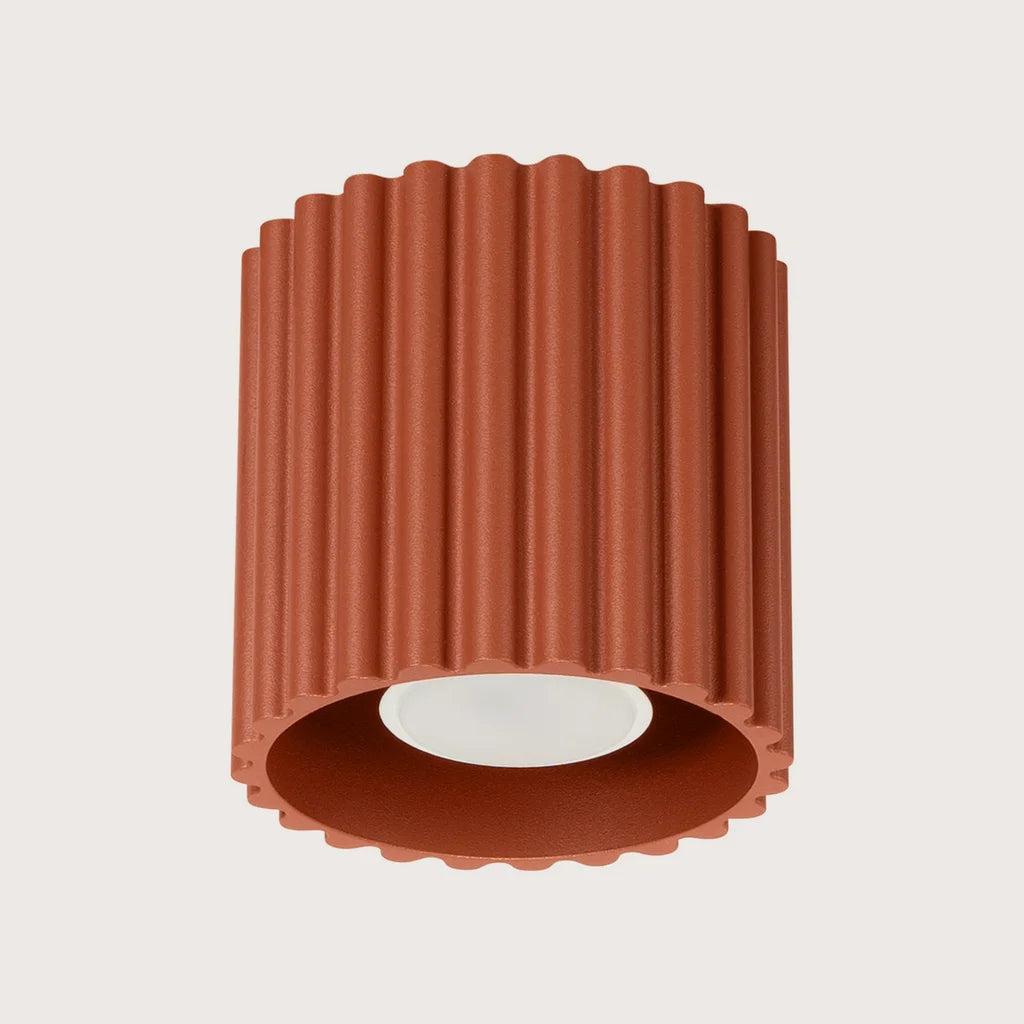 Plafonnier spots cylindres cannelés, coloris ocre rouge (1 lumière – GU10)