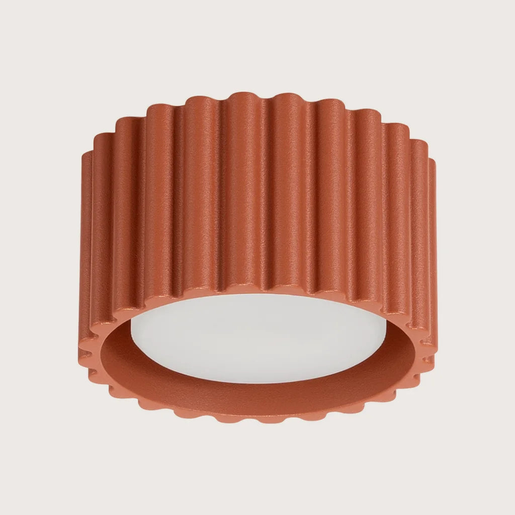 Plafonnier spots cylindres cannelés, coloris ocre rouge (1 lumière – GX53)