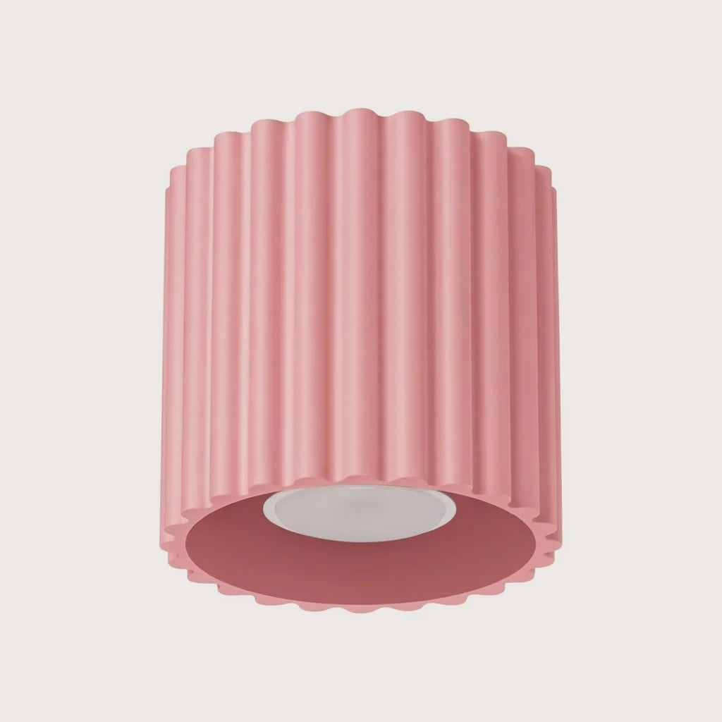 Plafonnier spots cylindres cannelés, coloris rose (1 lumière – GU10)
