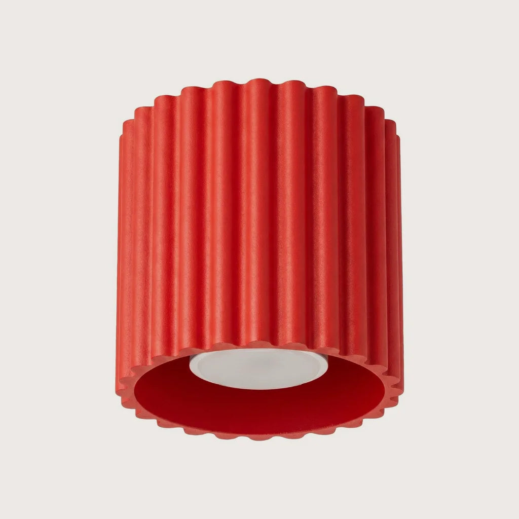 Plafonnier spots cylindres cannelés, coloris rouge (1 lumière – GU10)
