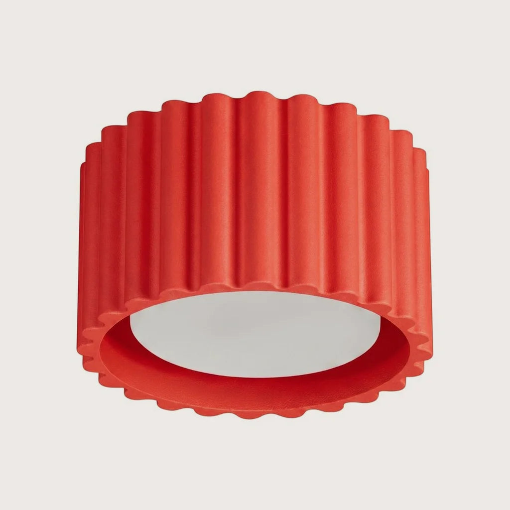 Plafonnier spots cylindres cannelés, coloris rouge (1 lumière – GX53)