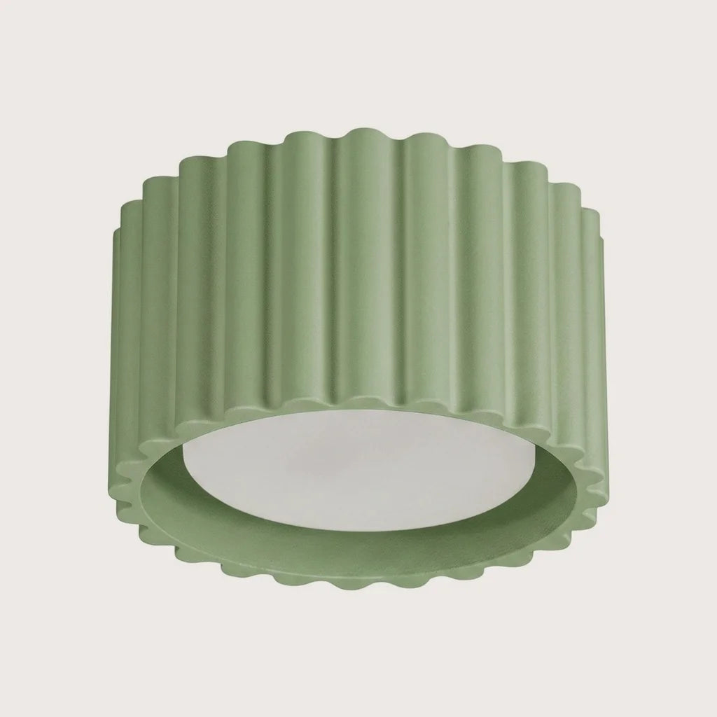 Plafonnier spots cylindres cannelés, coloris sauge (1 lumière – GX53)