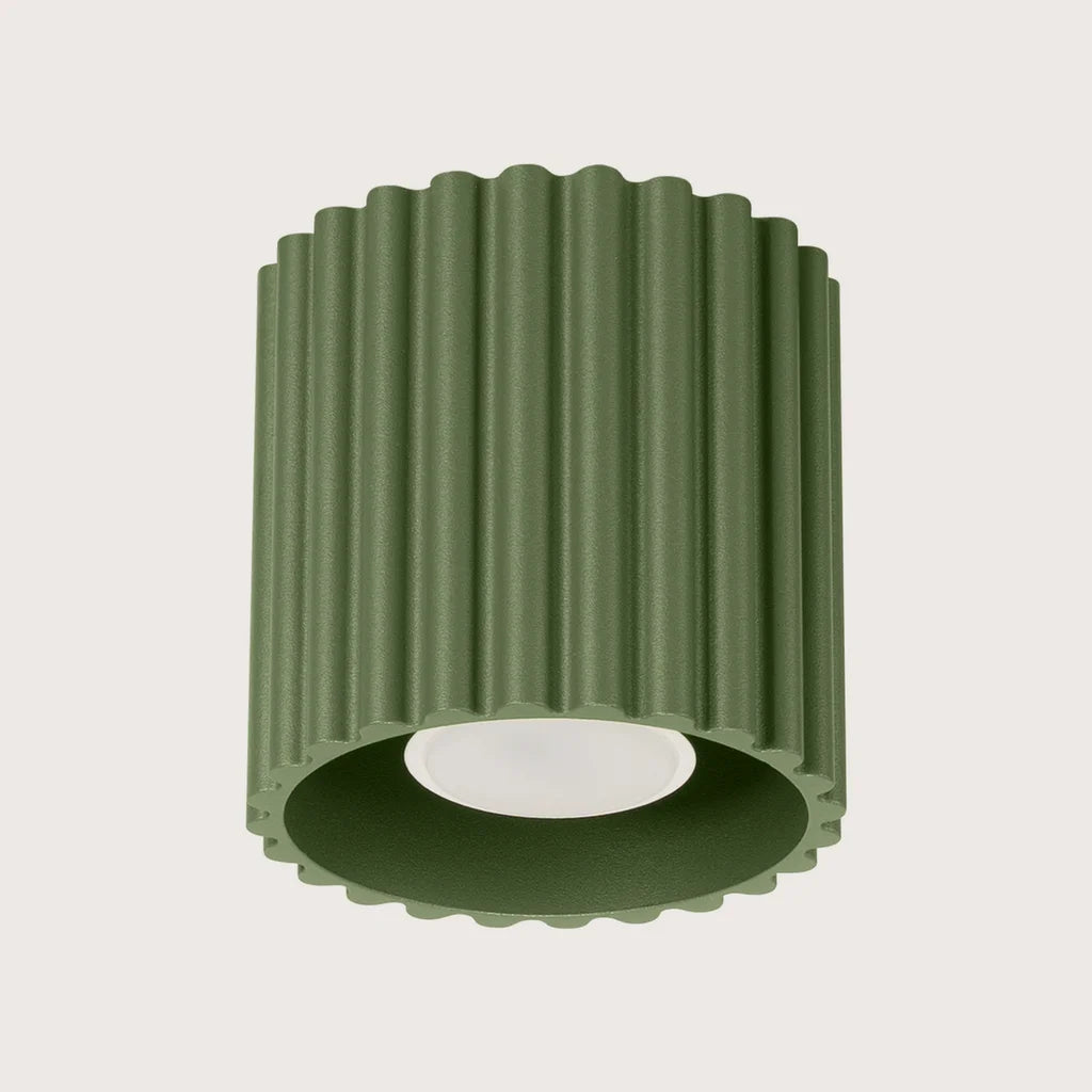 Plafonnier spots cylindres cannelés, coloris vert olive (1 lumière – GU10)