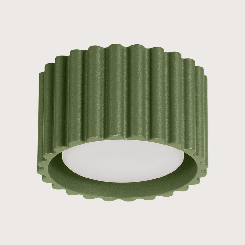 Plafonnier spots cylindres cannelés, coloris vert olive (1 lumière – GX53)