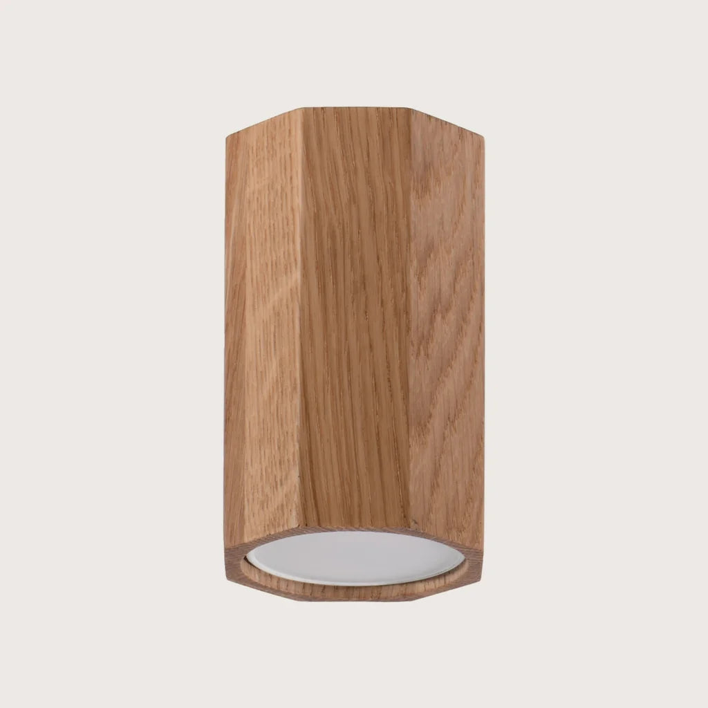 Plafonnier spots hexagonaux en chêne (1 lumière – hauteur 10 cm)