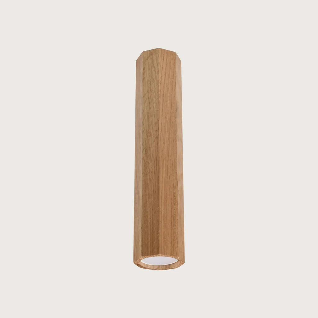 Plafonnier spots hexagonaux en chêne (1 lumière – hauteur 30 cm)