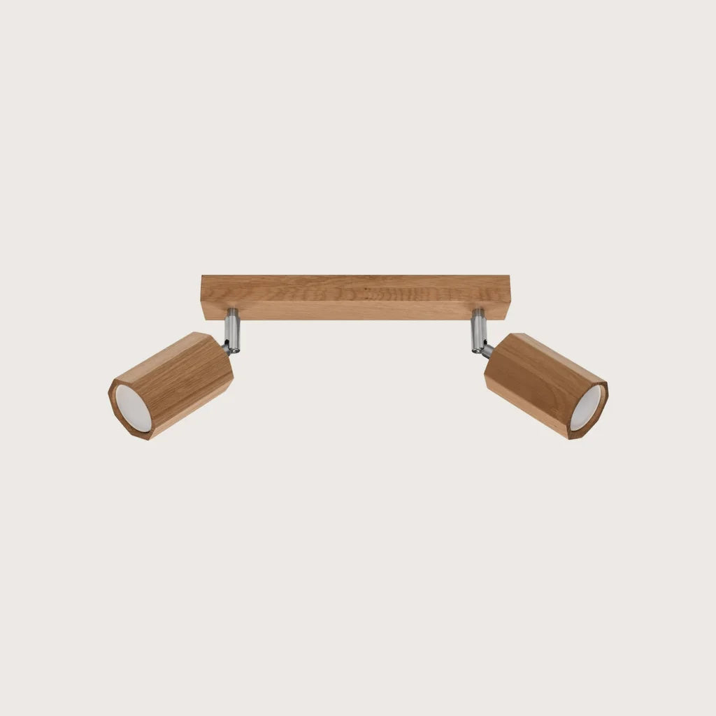Plafonnier spots hexagonaux en chêne (2 lumières – 30 cm)
