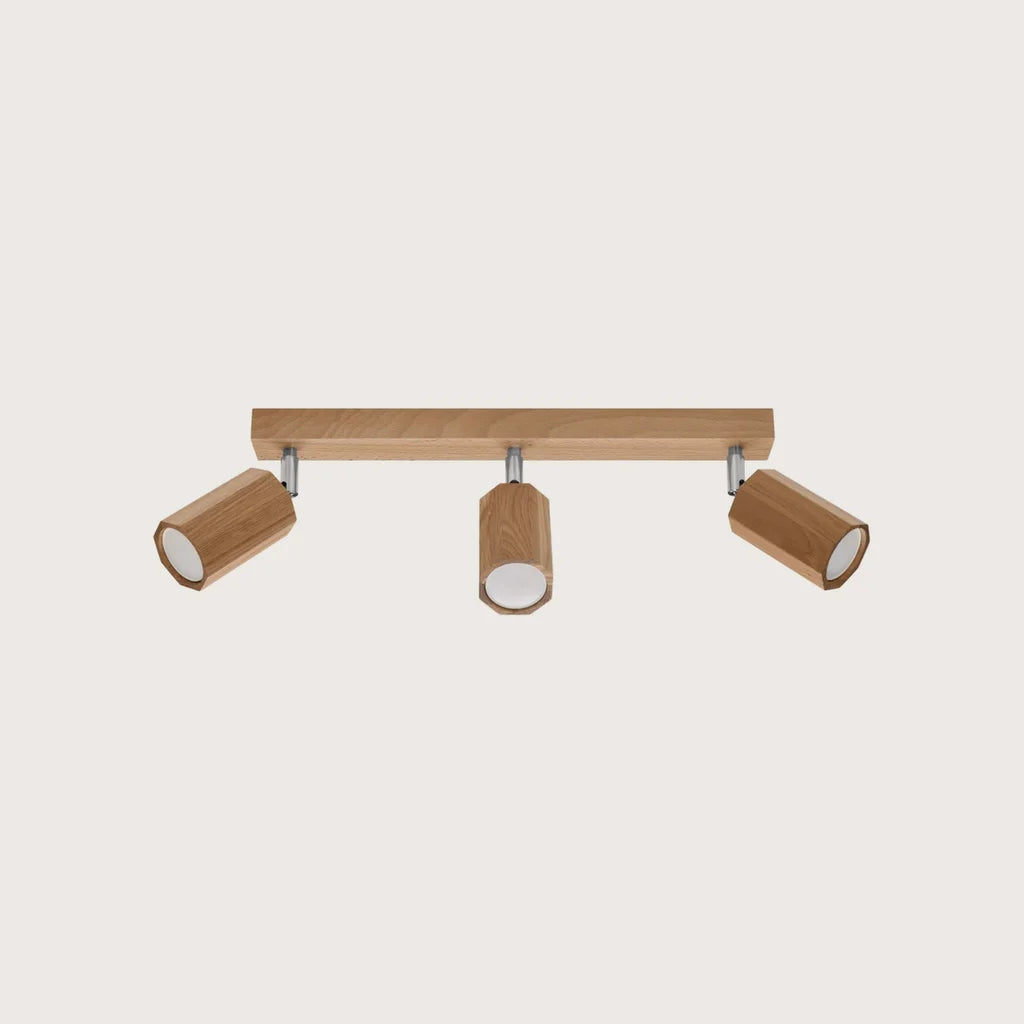 Plafonnier spots hexagonaux en chêne (3 lumières – 45 cm)
