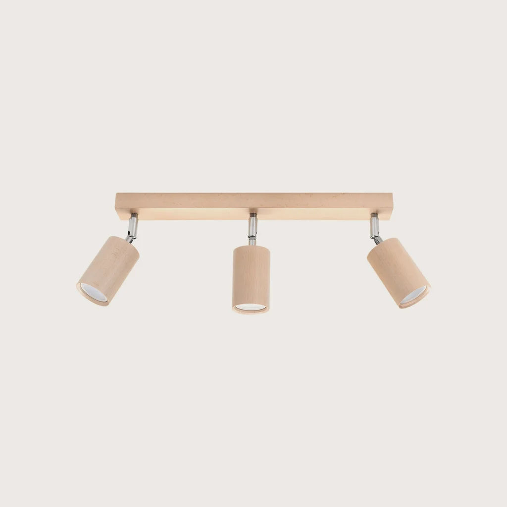 Plafonnier spots orientables en bois naturel (3 lumières)