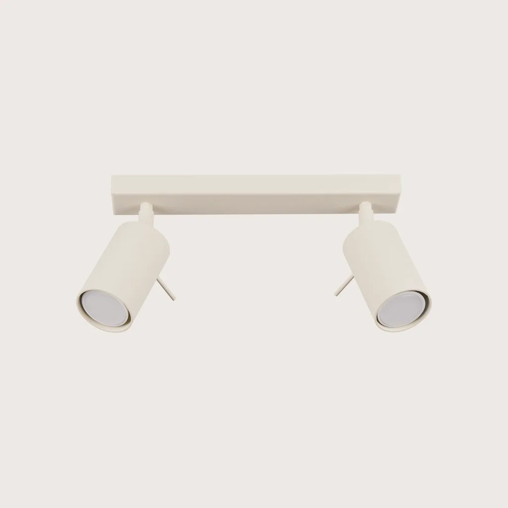 Plafonnier spots orientables tubes, coloris beige (2 lumières – barre 30 cm)