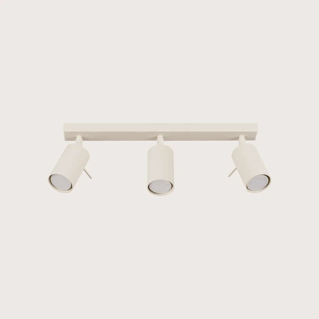 Plafonnier spots orientables tubes, coloris beige (3 lumières – barre 45 cm)