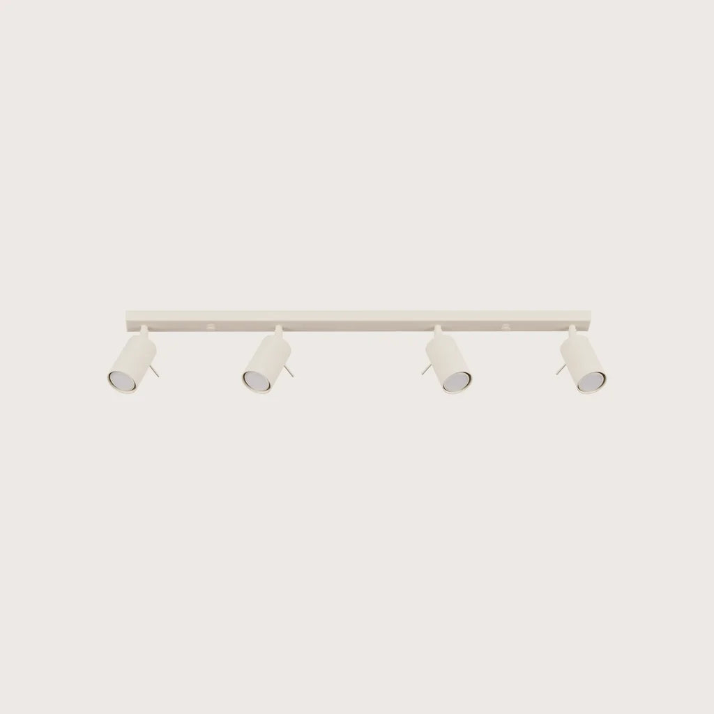 Plafonnier spots orientables tubes, coloris beige (4 lumières – barre 80 cm)