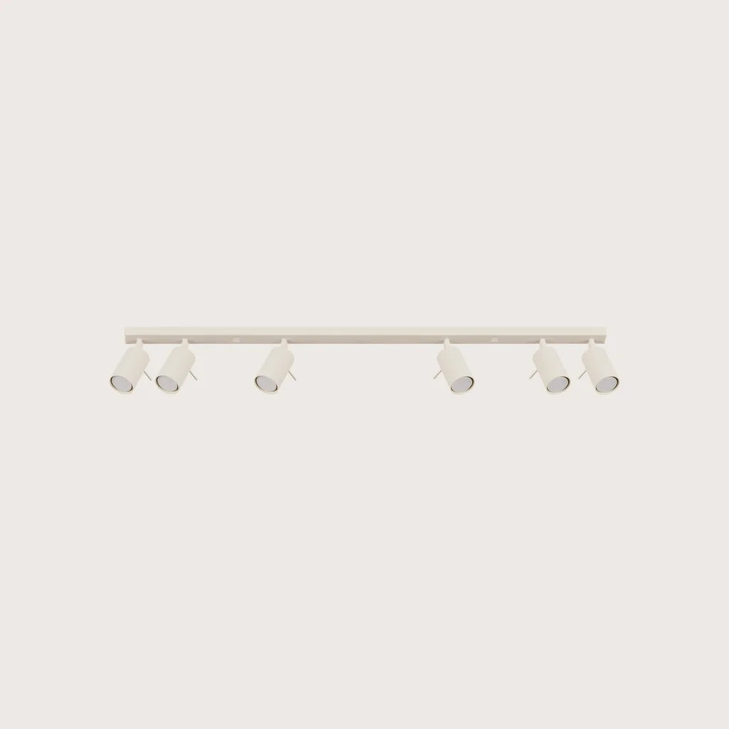 Plafonnier spots orientables tubes, coloris beige (6 lumières – barre 118 cm)
