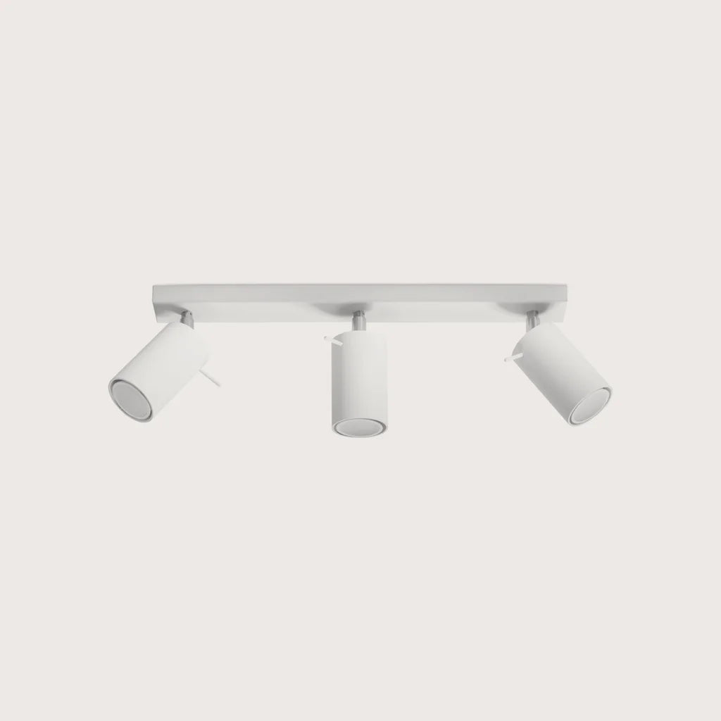 Plafonnier spots orientables tubes, coloris blanc (3 lumières – barre 45 cm)
