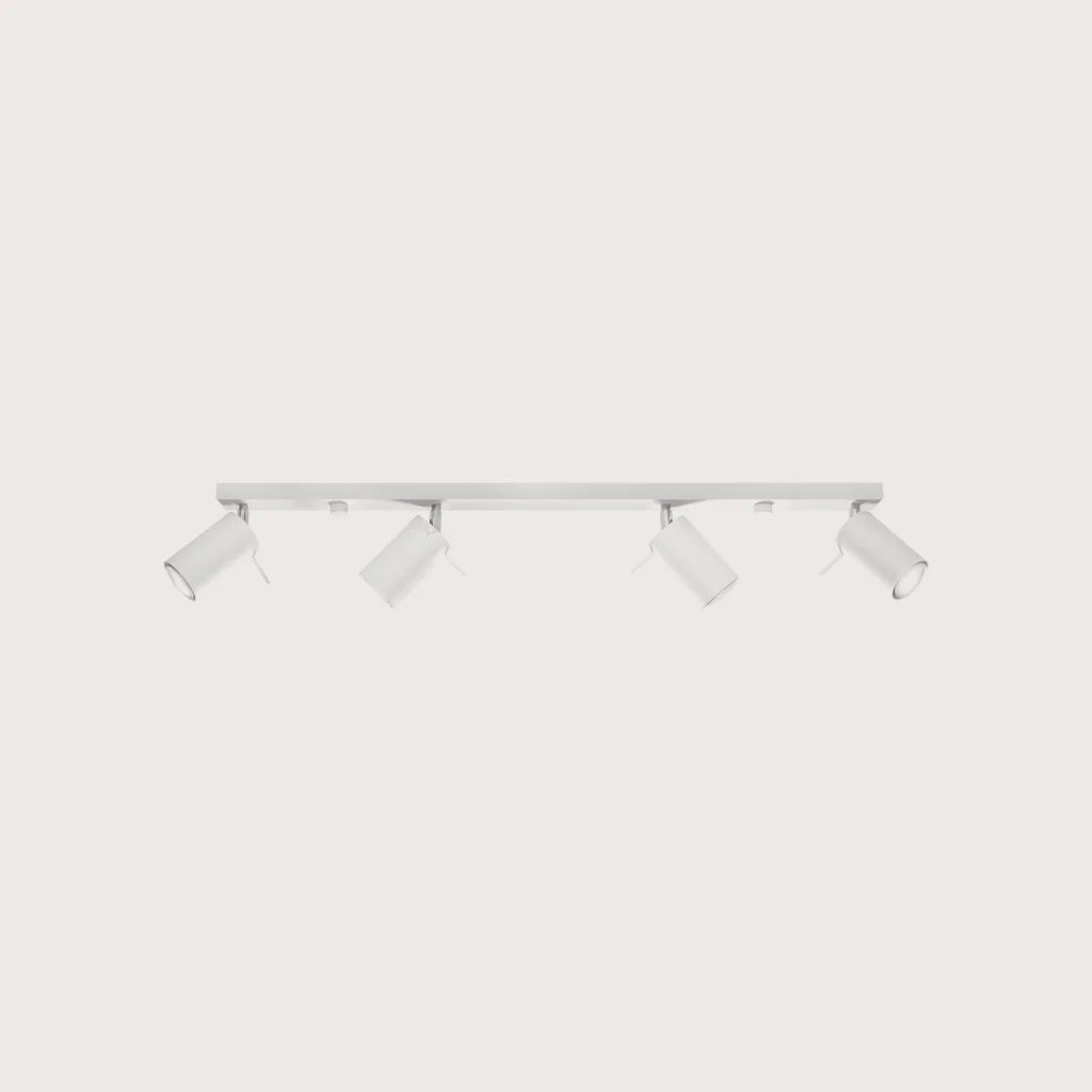 Plafonnier spots orientables tubes, coloris blanc (4 lumières – barre 80 cm)