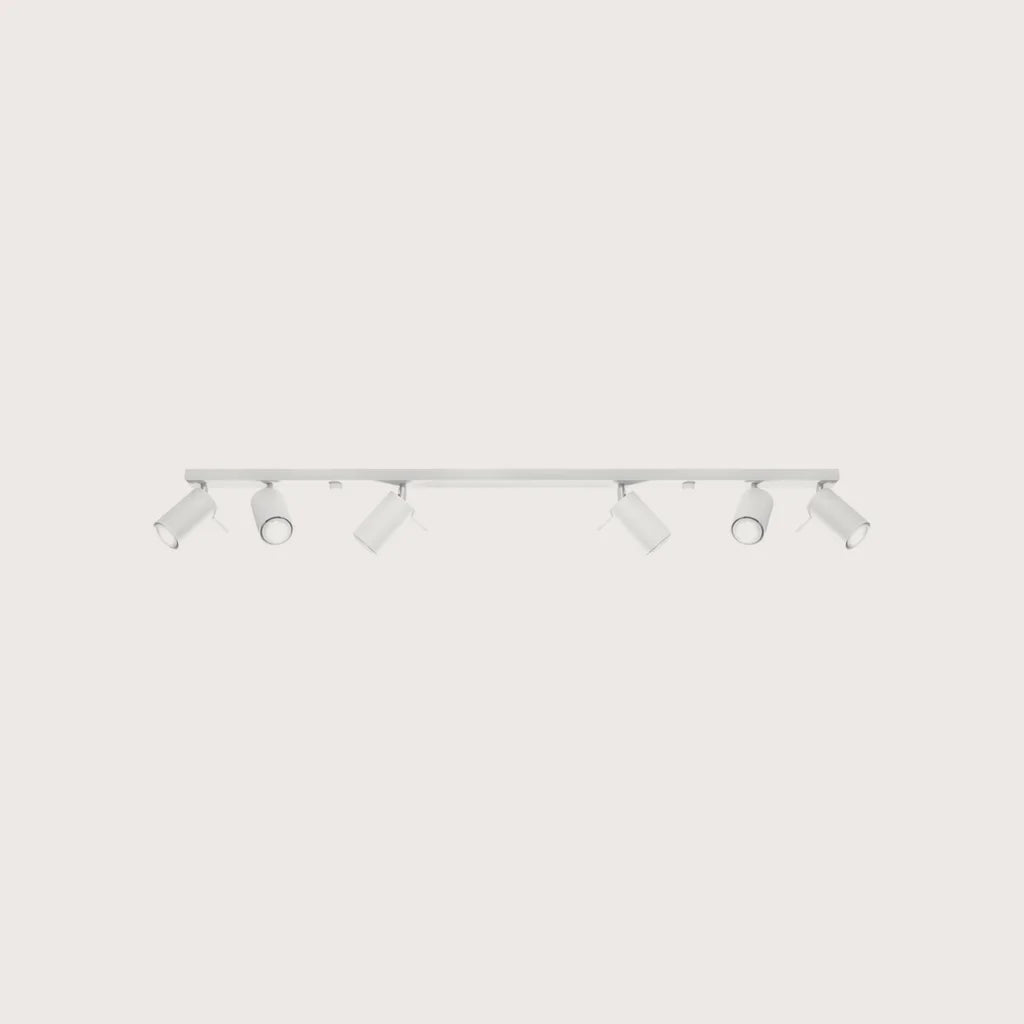 Plafonnier spots orientables tubes, coloris blanc (6 lumières – barre 118 cm)