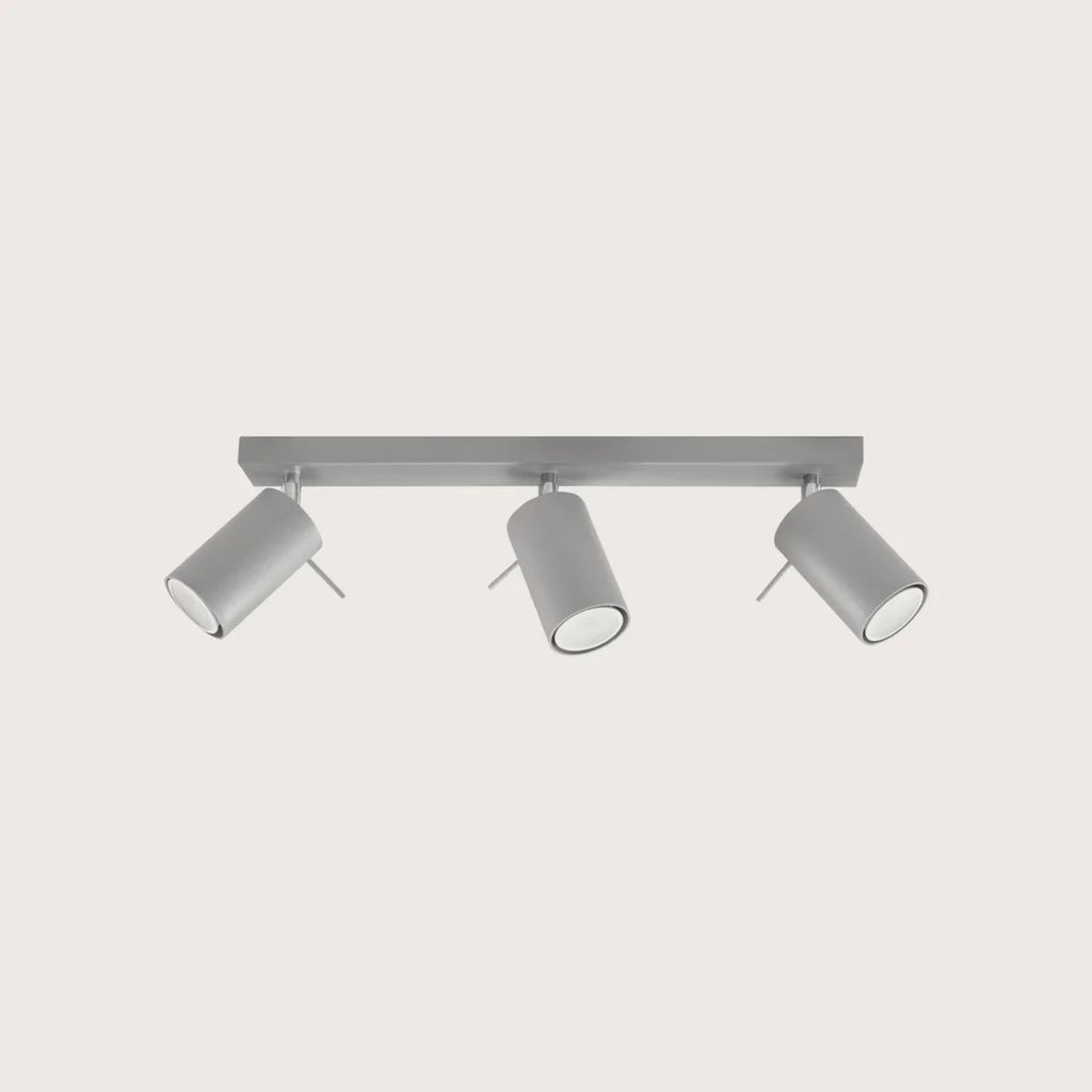 Plafonnier spots orientables tubes, coloris gris (3 lumières – barre 45 cm)