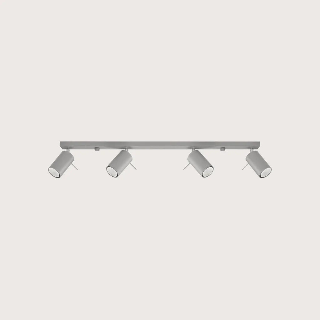 Plafonnier spots orientables tubes, coloris gris (4 lumières – barre 80 cm)