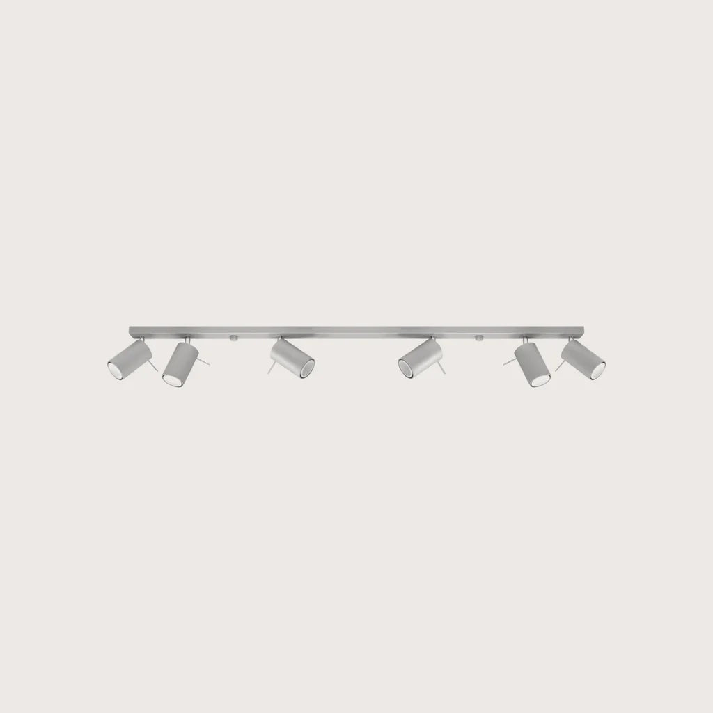 Plafonnier spots orientables tubes, coloris gris (6 lumières – barre 118 cm)