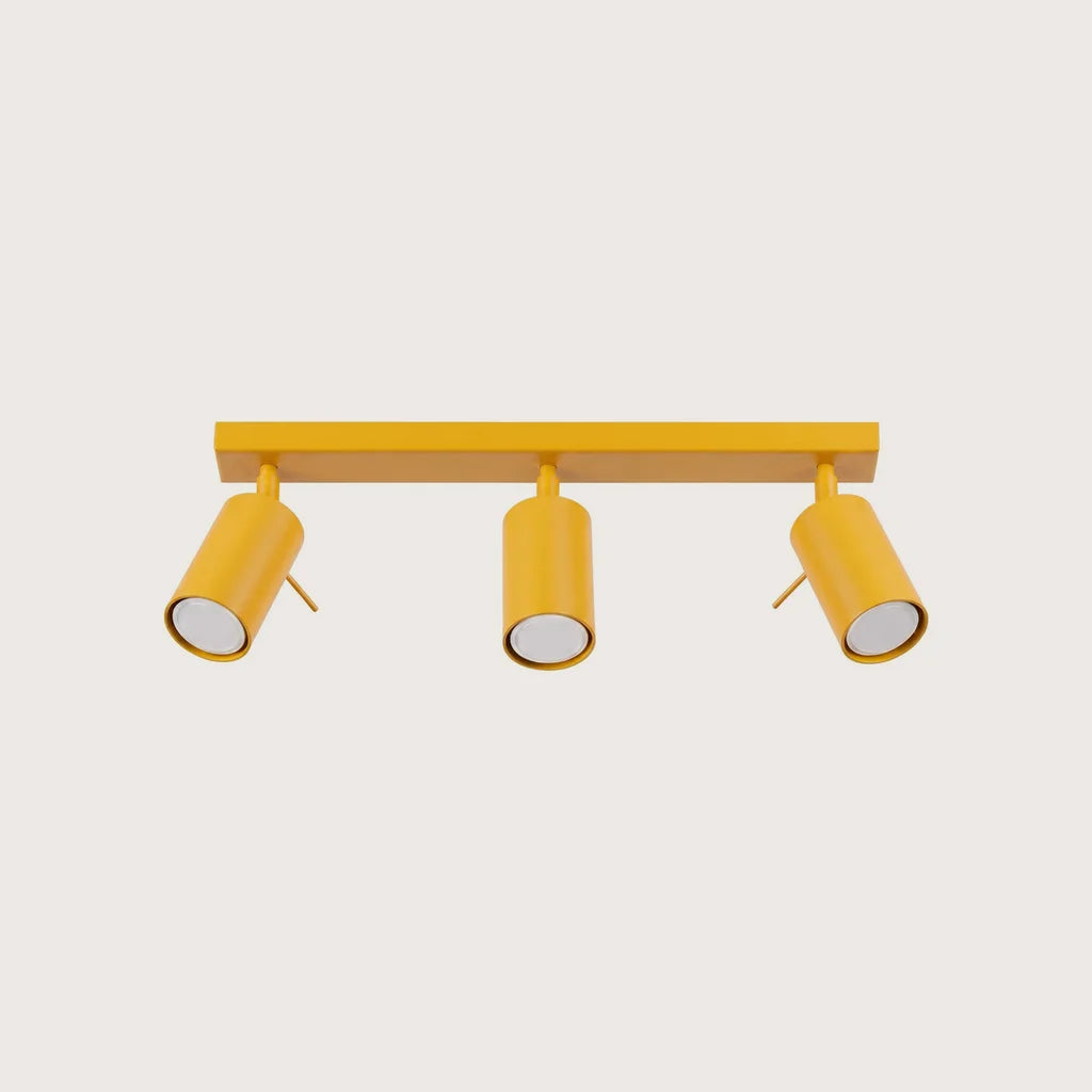 Plafonnier spots orientables tubes, coloris jaune (3 lumières – barre 45 cm)