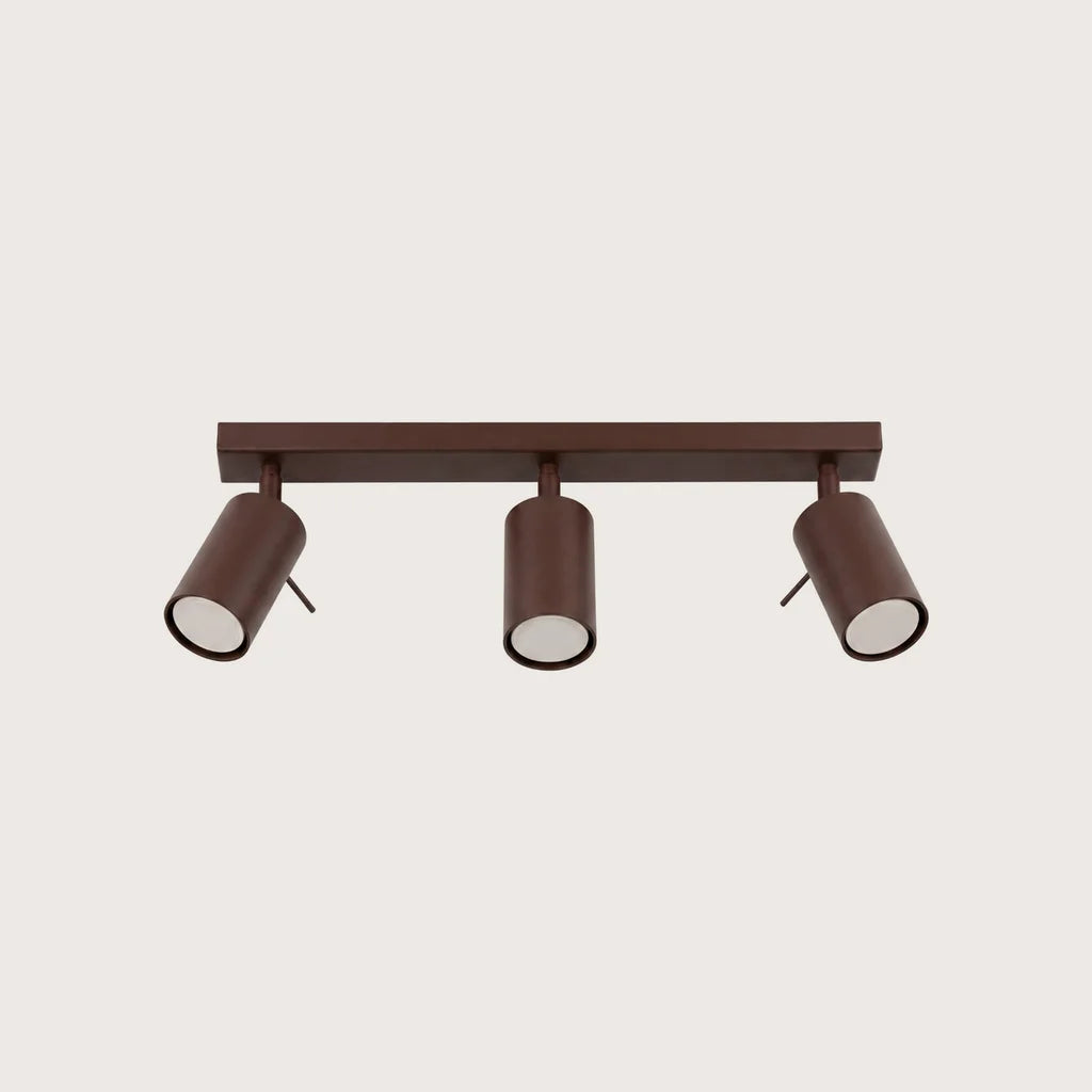 Plafonnier spots orientables tubes, coloris marron (3 lumières – barre 45 cm)