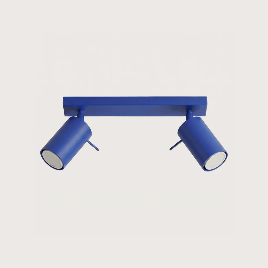Plafonnier spots orientables tubes, coloris outremer (2 lumières – barre 30 cm)