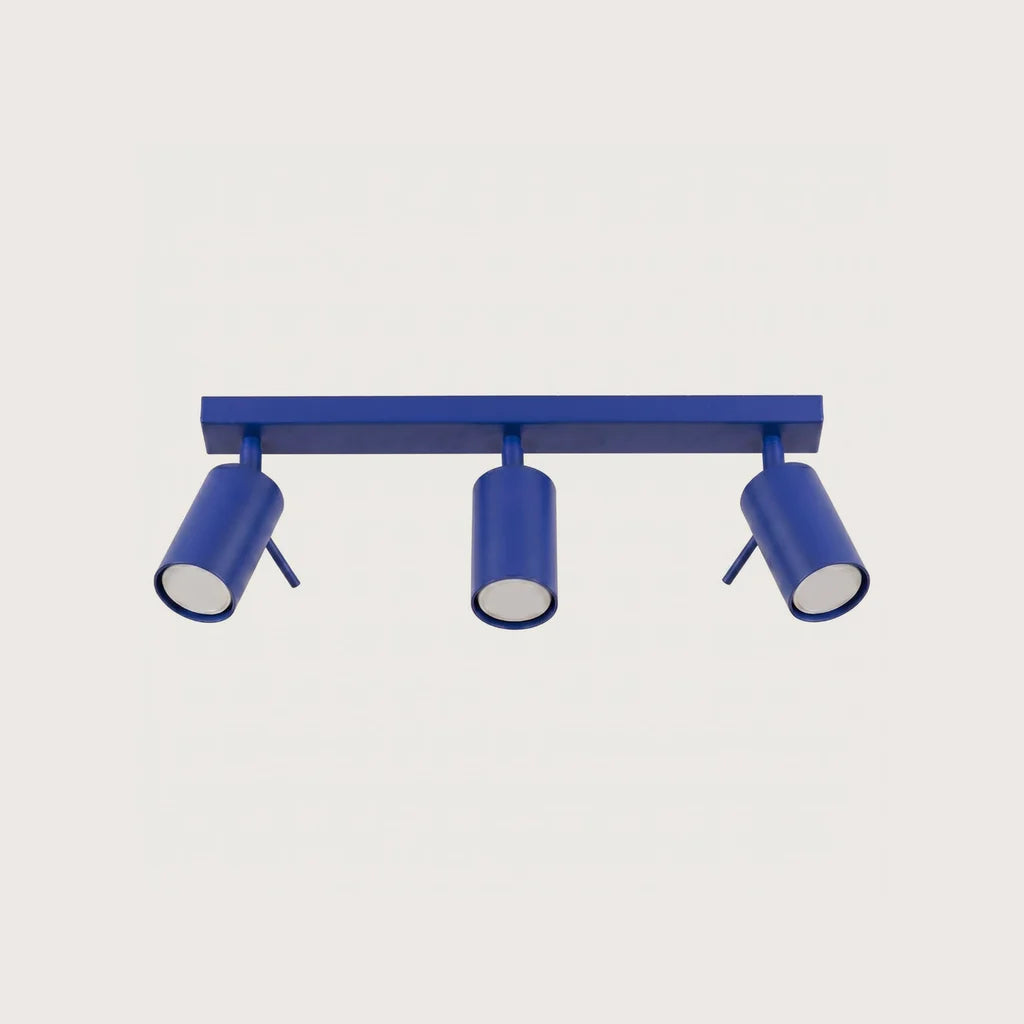 Plafonnier spots orientables tubes, coloris outremer (3 lumières – barre 45 cm)