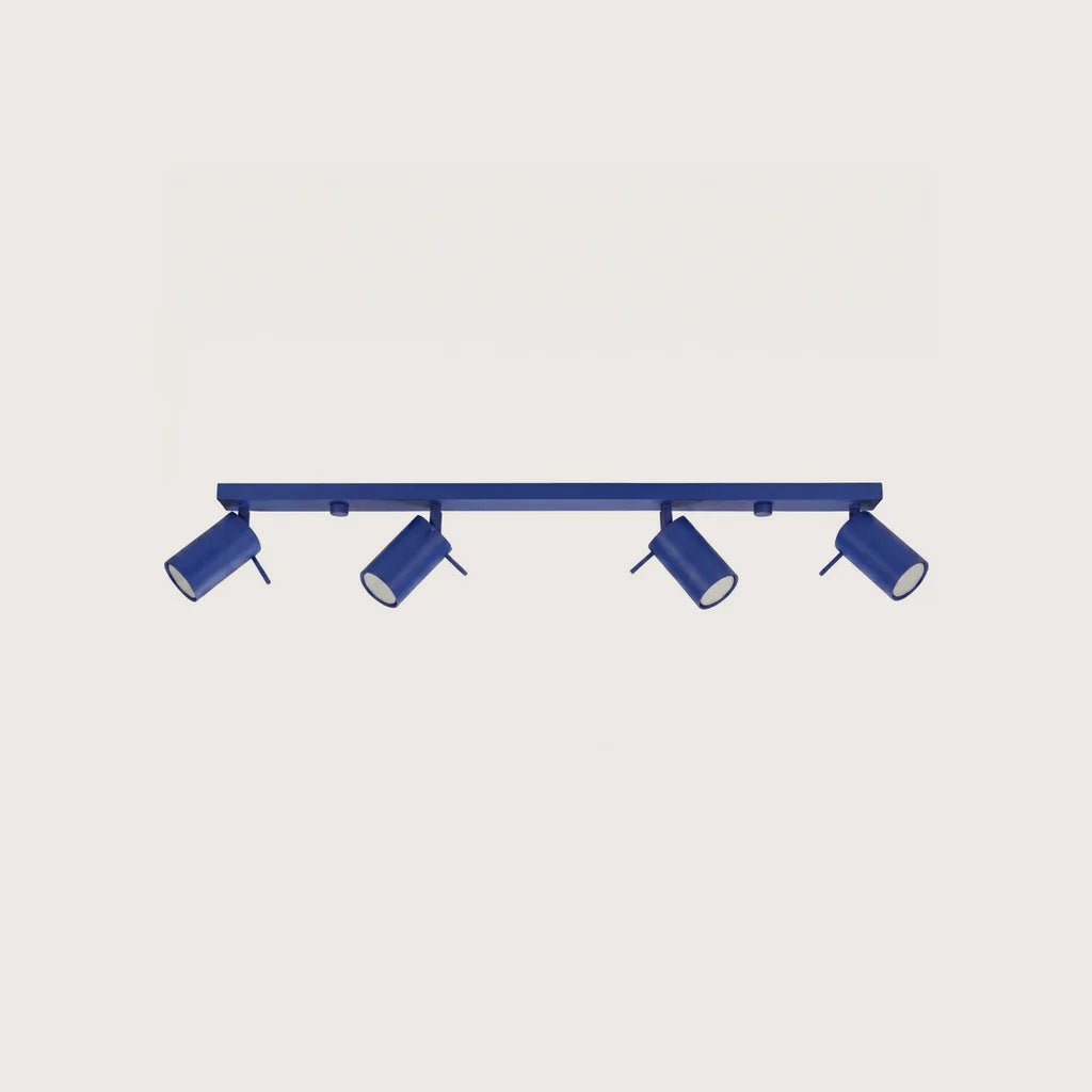 Plafonnier spots orientables tubes, coloris outremer (4 lumières – barre 80 cm)