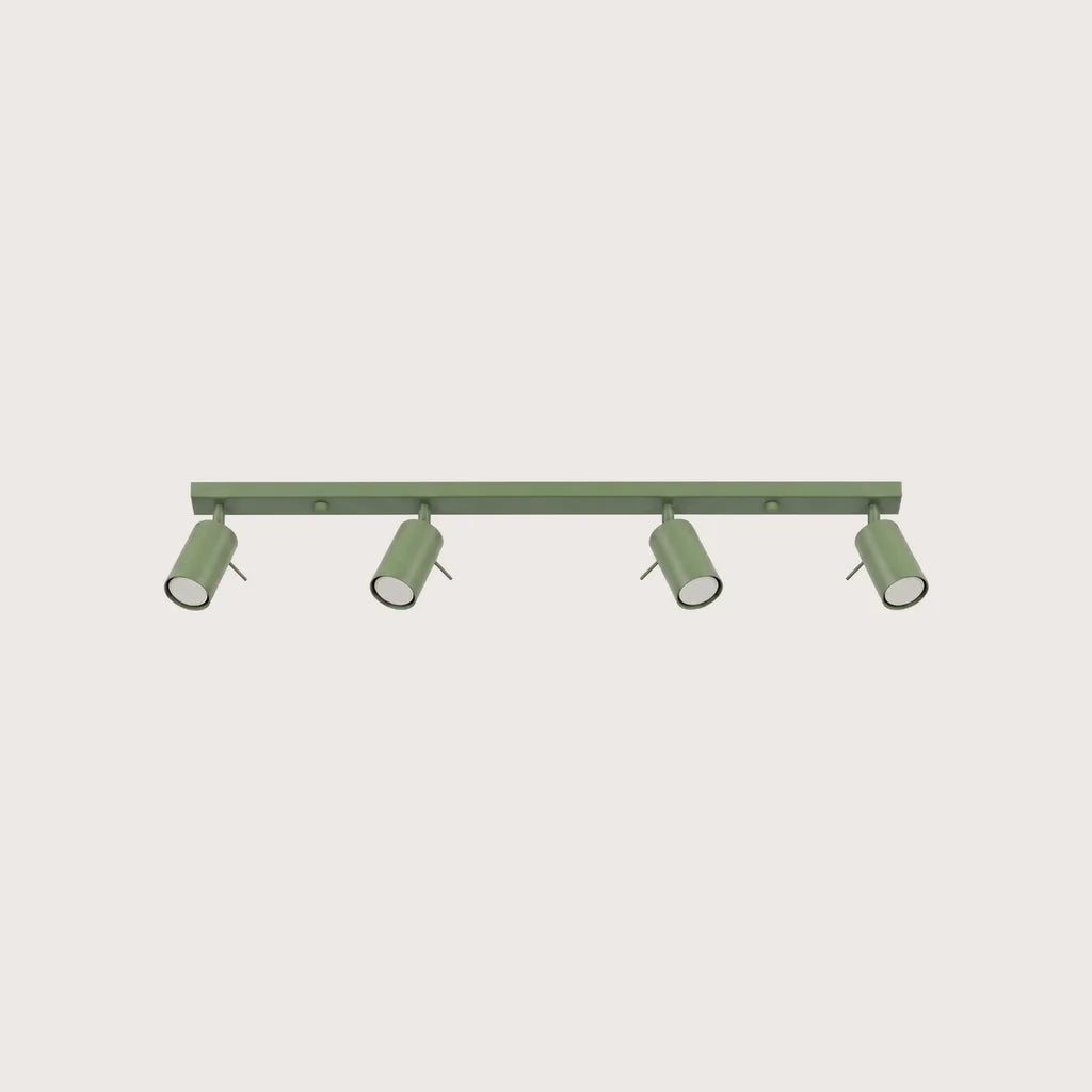 Plafonnier spots orientables tubes, coloris sauge (4 lumières – barre 80 cm)
