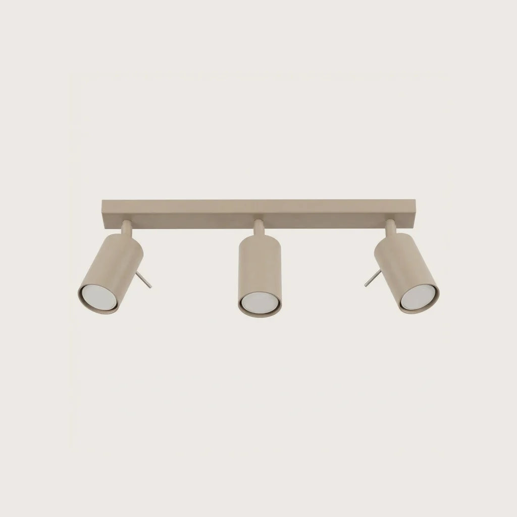 Plafonnier spots orientables tubes, coloris taupe (3 lumières – barre 45 cm)