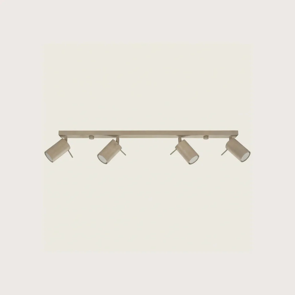 Plafonnier spots orientables tubes, coloris taupe (4 lumières – barre 80 cm)