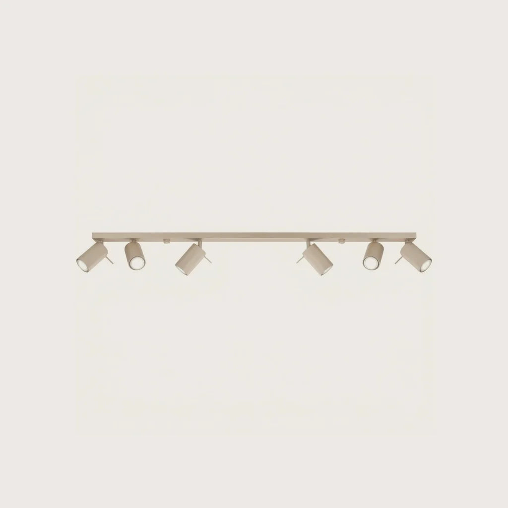 Plafonnier spots orientables tubes, coloris taupe (6 lumières – barre 118 cm)