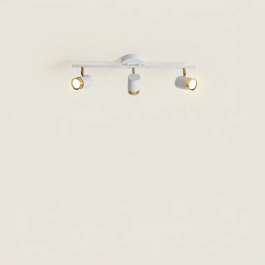 Rampe blanche 3 spots orientables, rosace ronde, modèle A