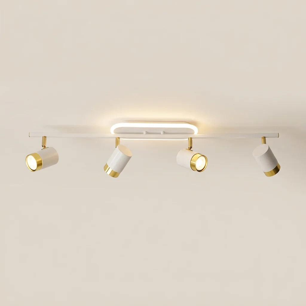 Rampe blanche 4 spots avec anneau LED, modèle B