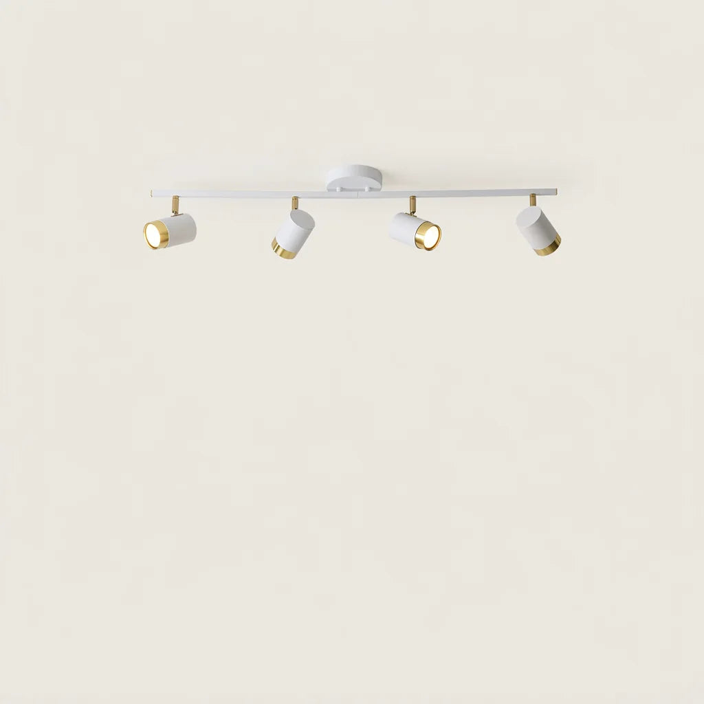 Rampe blanche 4 spots orientables, rosace ronde, modèle A