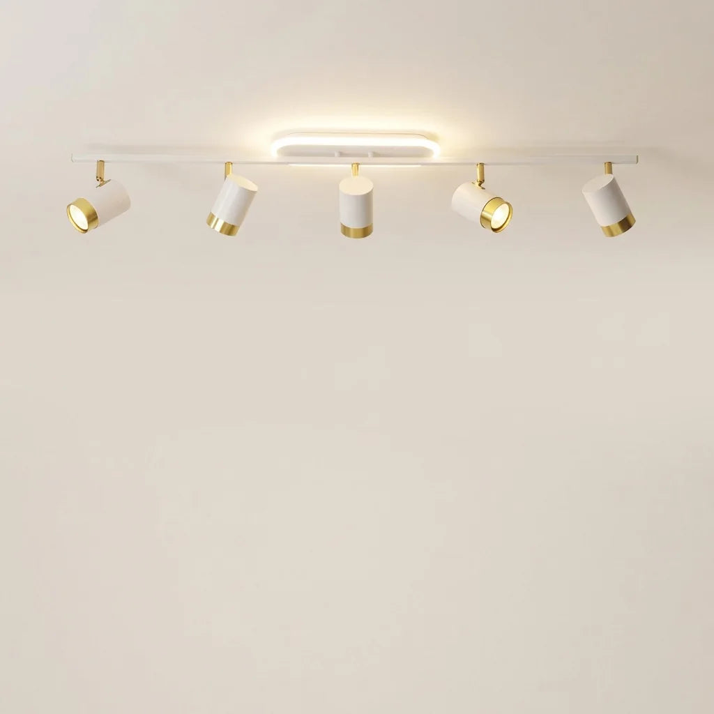 Rampe blanche 5 spots avec anneau LED, modèle B