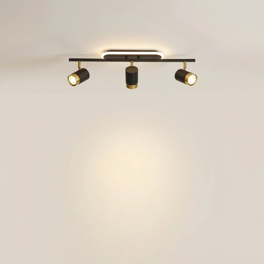 Rampe noire 3 spots avec anneau LED, modèle B