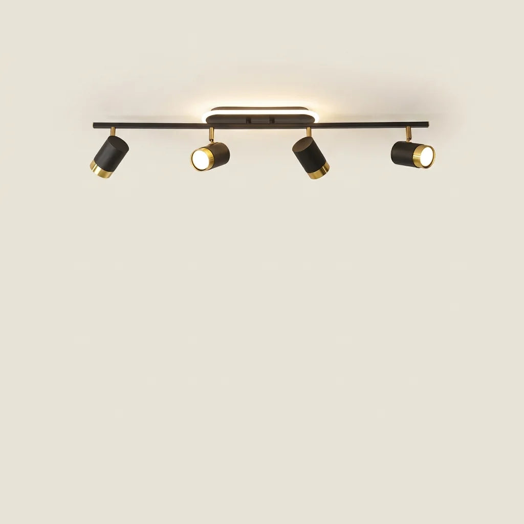 Rampe noire 4 spots avec anneau LED, modèle B