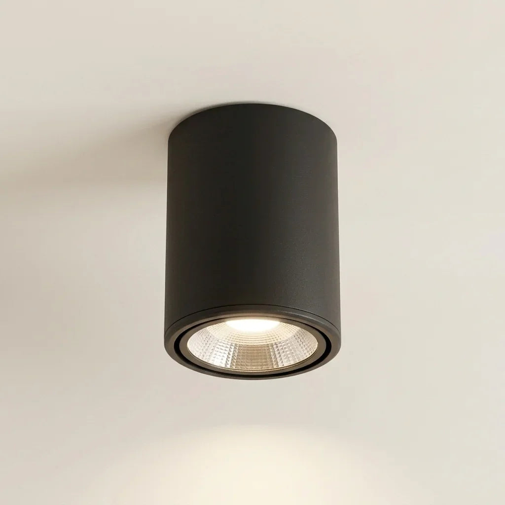Spot LED COB cylindre en saillie noir
