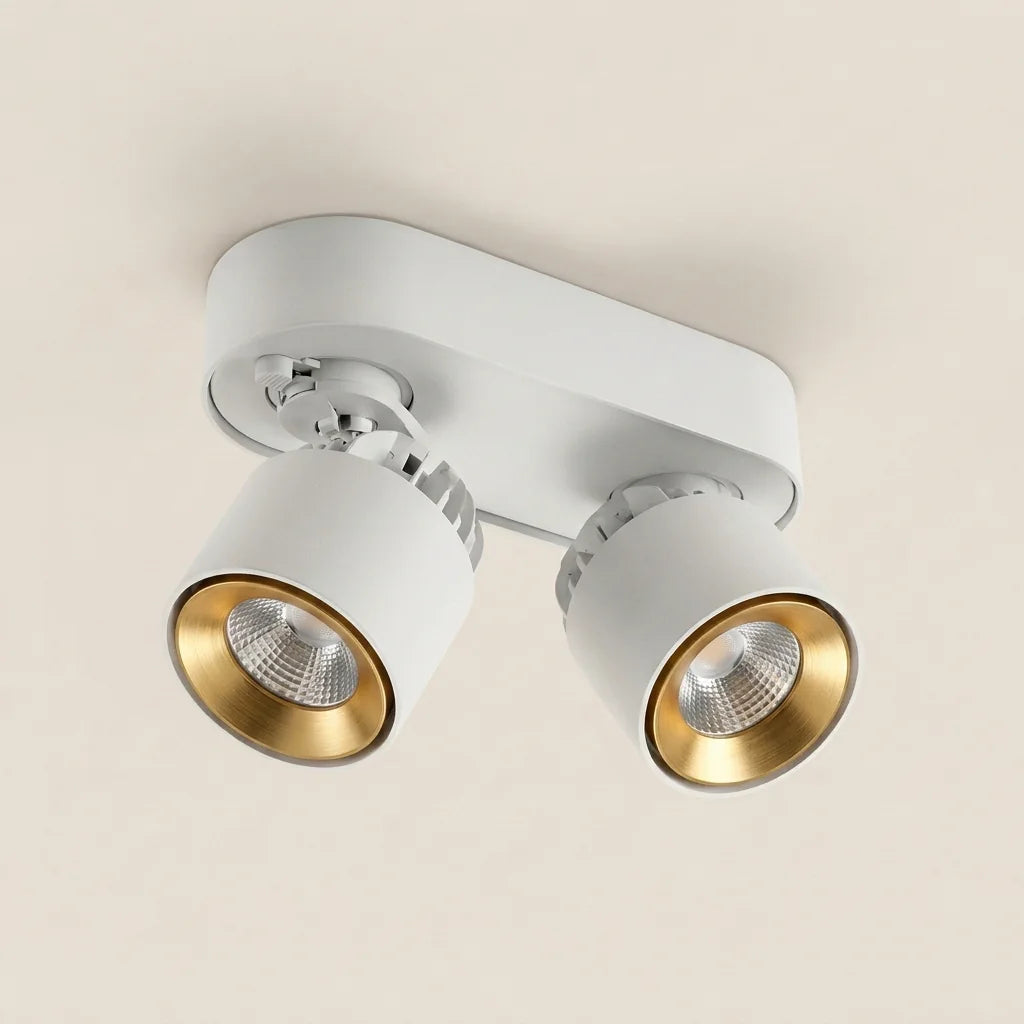 Spot LED COB orientable blanc à réflecteur doré